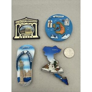 Fridge Magnets 3D Greece Souvenir Vintage Fridge Magnets Lot Of 4